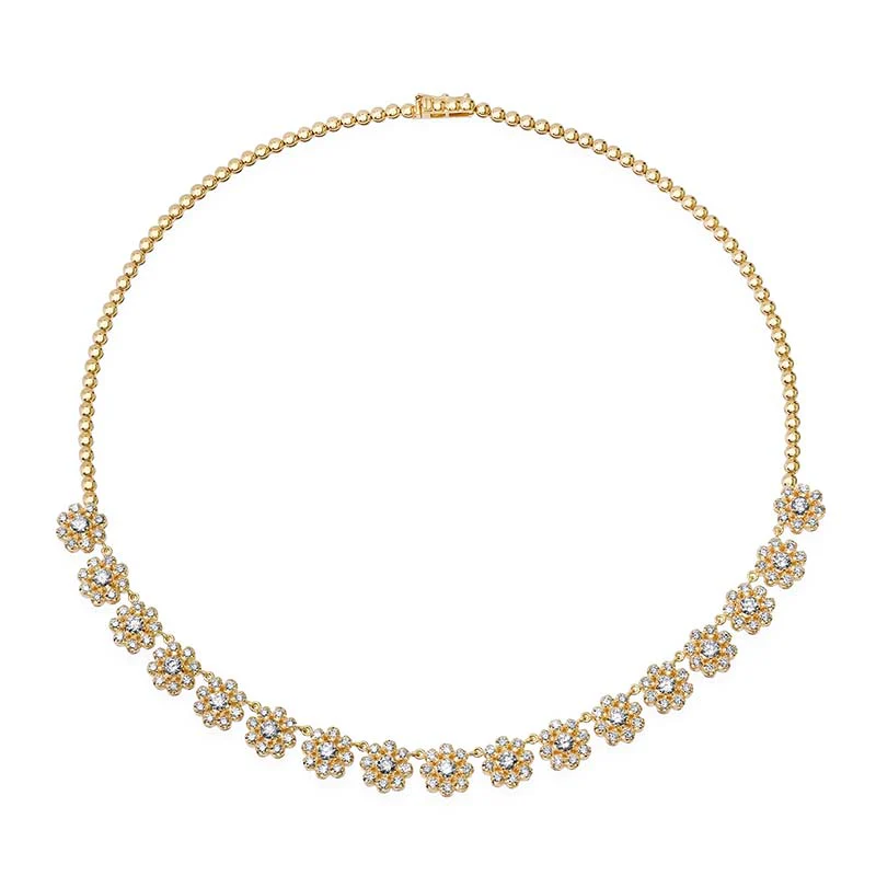 1/3 Illusion Set Diamond Flower Tennis Necklace - Image 2