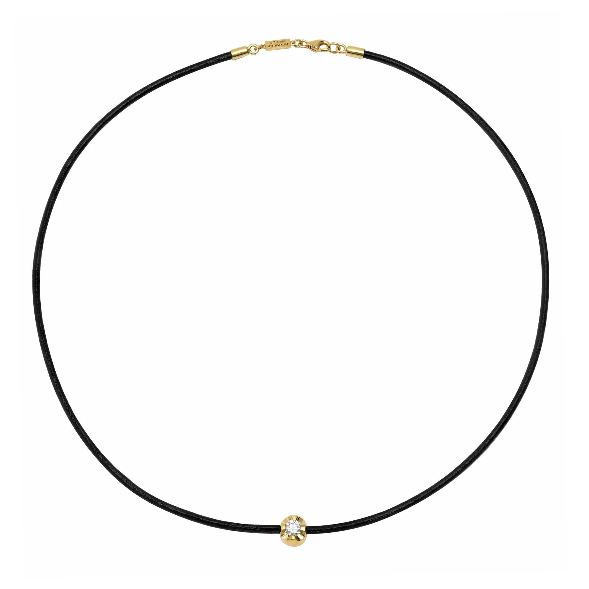 Illusion Set Diamond and Leather Cord Necklace - Image 2