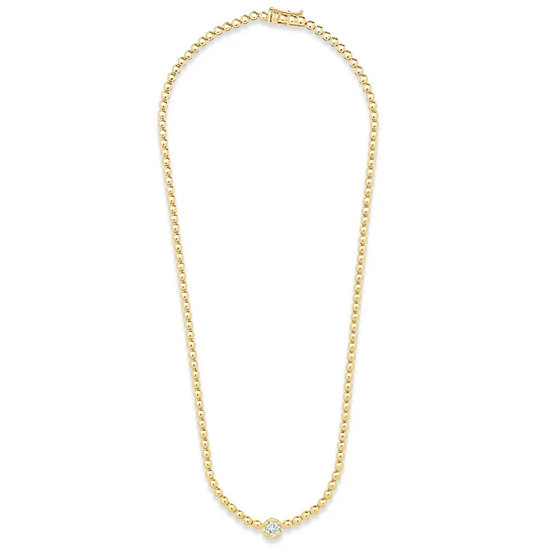 Bezel Tennis Necklace with Illusion Set Diamond Accent - Image 2
