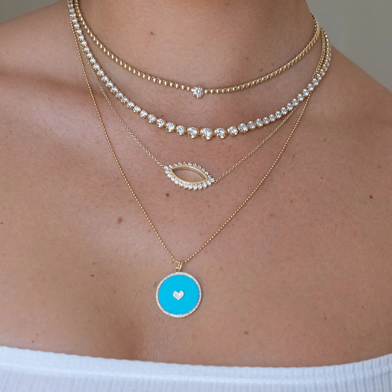 Bezel Tennis Necklace with Illusion Set Diamond Accent - Image 6