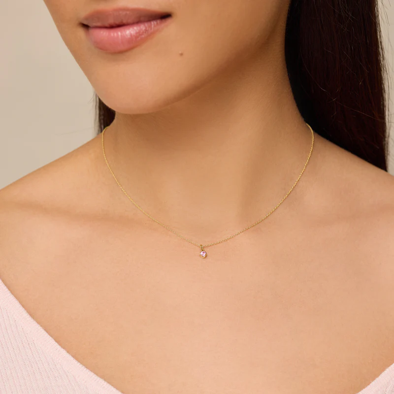 Illusion Set Pink Sapphire Pendant Necklace - Image 3