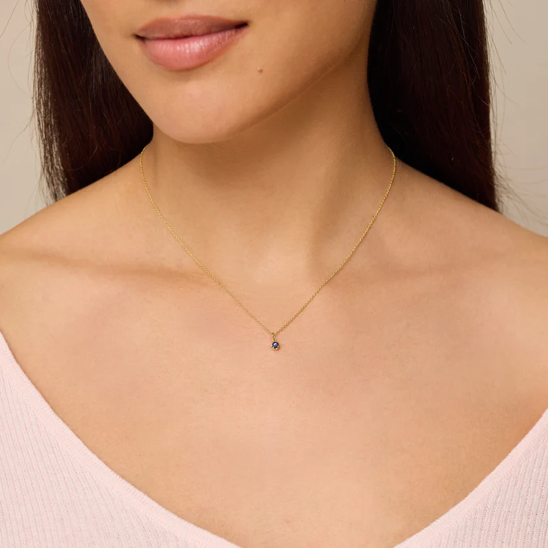 Illusion Set Sapphire Pendant Necklace - Image 3