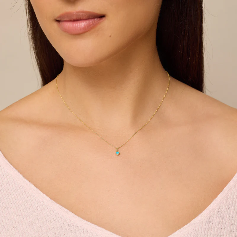 Illusion Set Turquoise Pendant Necklace - Image 3