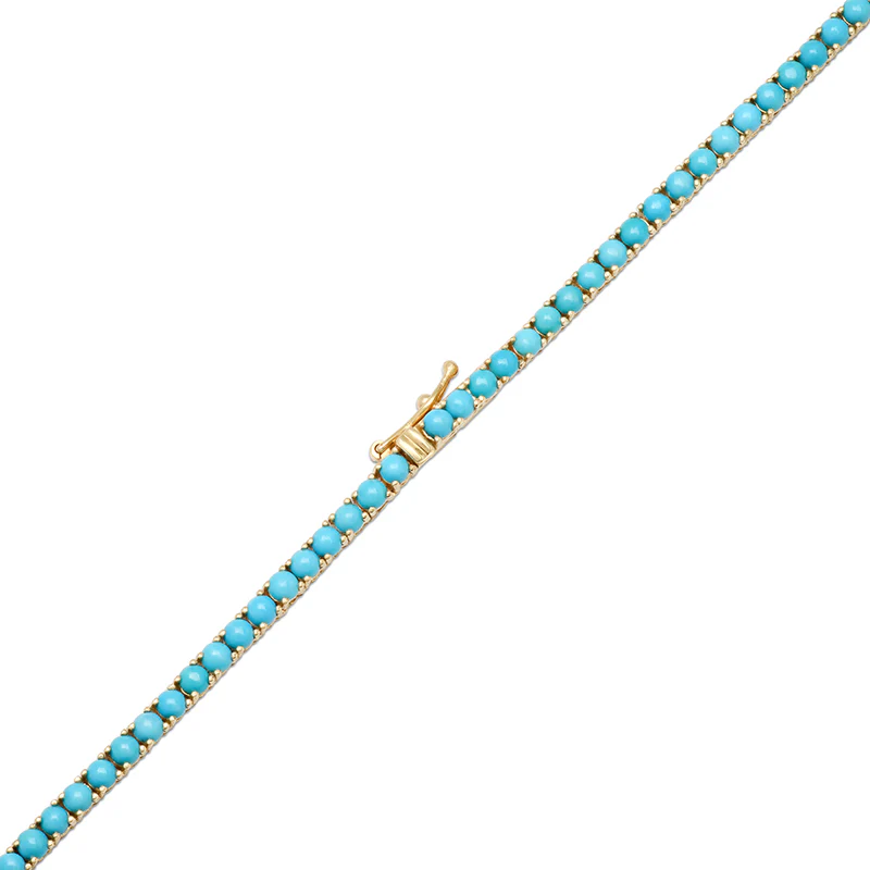 18" Large 4-Prong Turquoise Tennis Necklace - Image 2