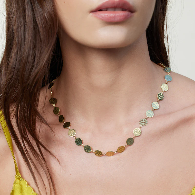 18 Inch Mini Hammered Disc Link Necklace - Image 5