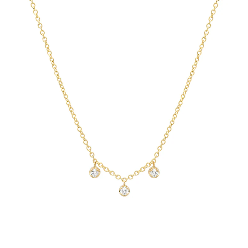 3 Diamond Illusion Set Dangle Necklace