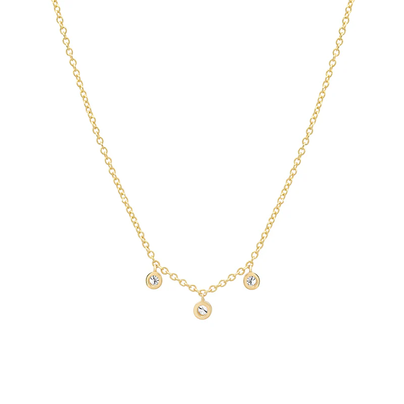 3 Diamond Illusion Set Dangle Necklace - Image 2