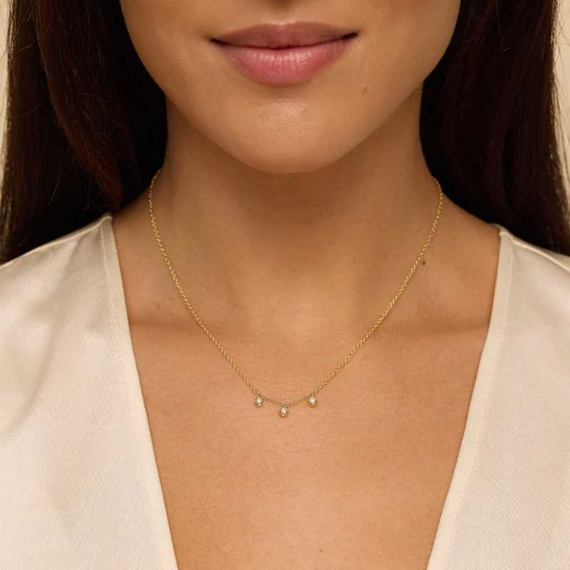 3 Diamond Illusion Set Dangle Necklace - Image 3