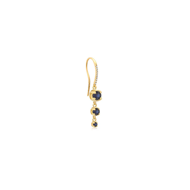3 Graduated Illusion Set Blue Sapphire Earrings - Image 2