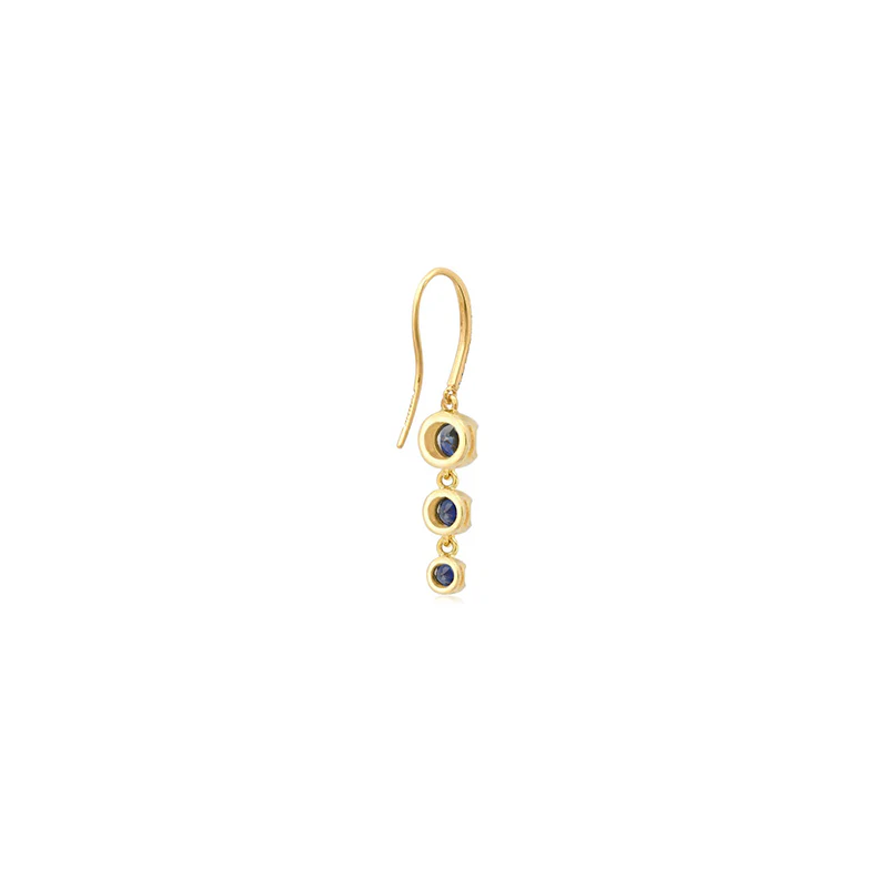 3 Graduated Illusion Set Blue Sapphire Earrings - Image 3