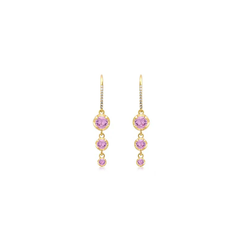 3 Graduated Illusion Set Pink Sapphire Earrings