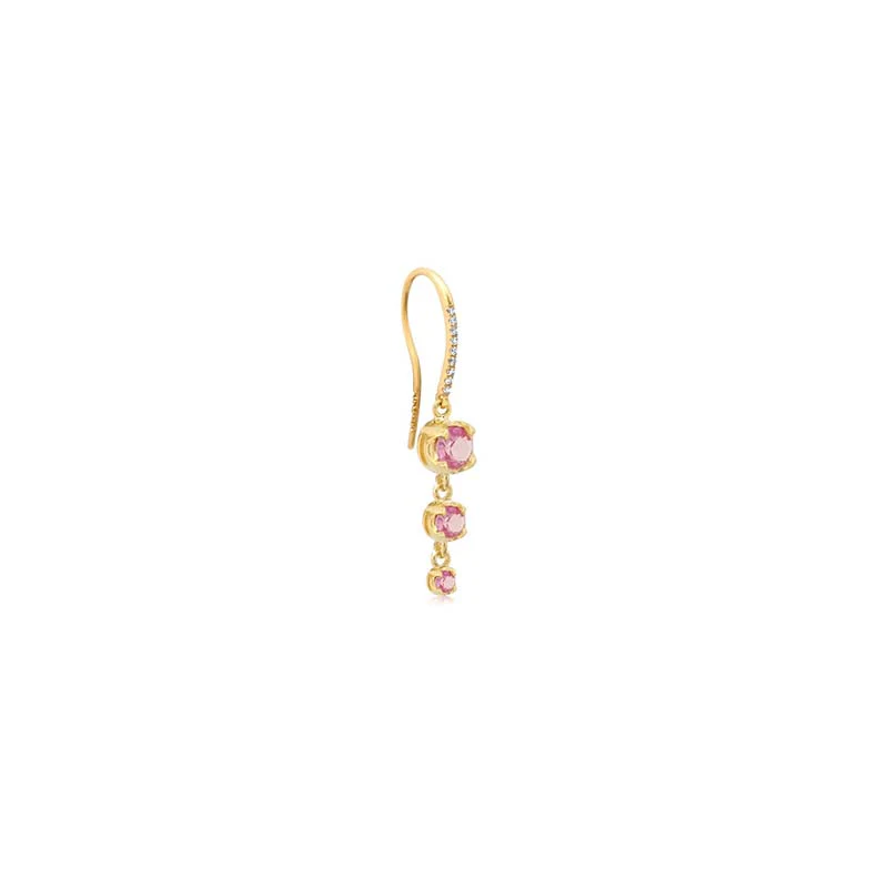 3 Graduated Illusion Set Pink Sapphire Earrings - Image 2