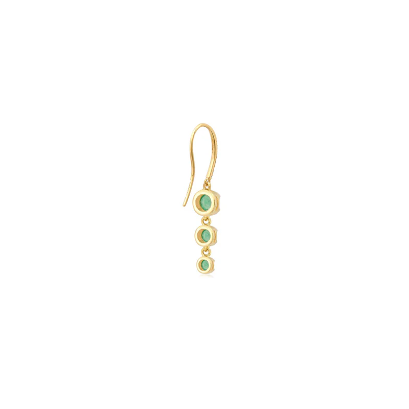 3 Graduated Illusion Set Emerald Earrings - Image 3