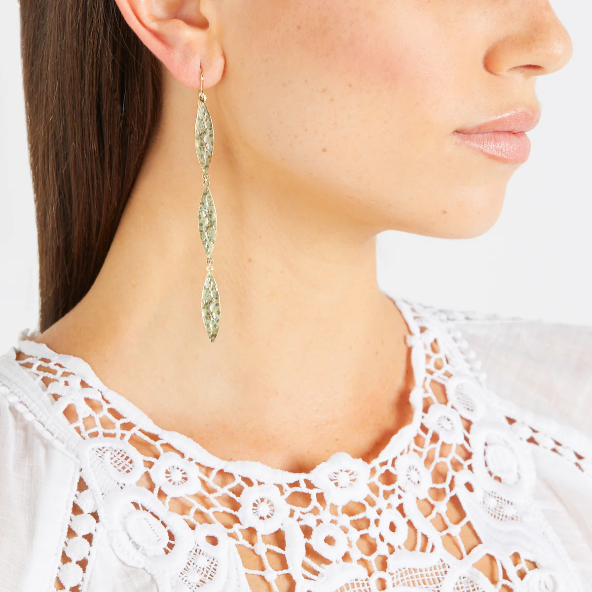 3 Hammered Marquise Earrings - Image 4