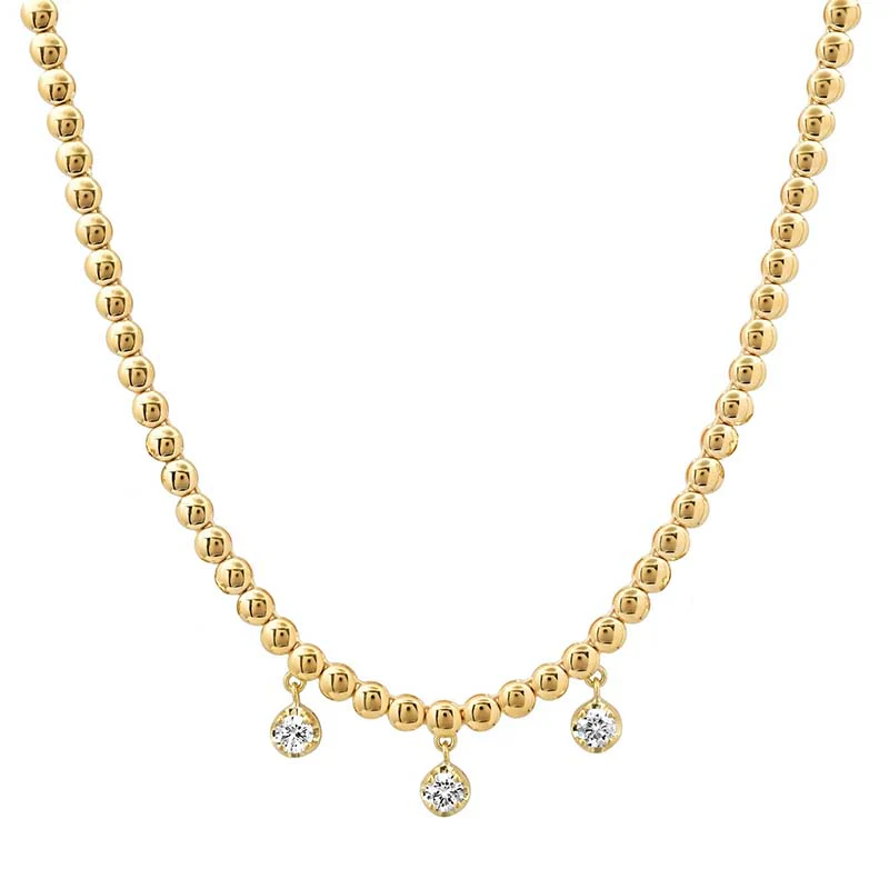 Bezel Tennis Necklace With 3 Medium Illusion Set Diamonds