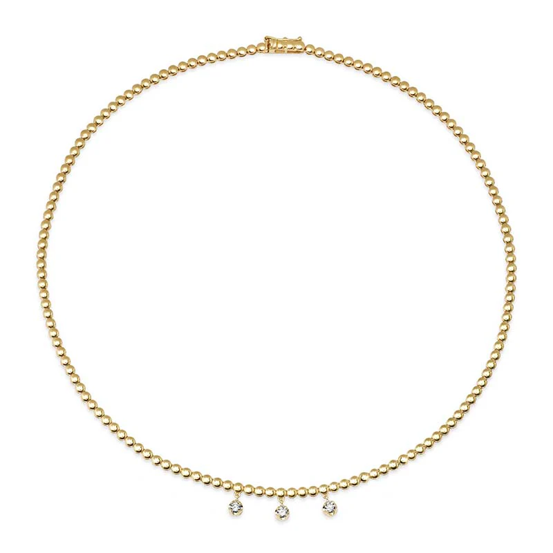 Bezel Tennis Necklace With 3 Medium Illusion Set Diamonds - Image 2
