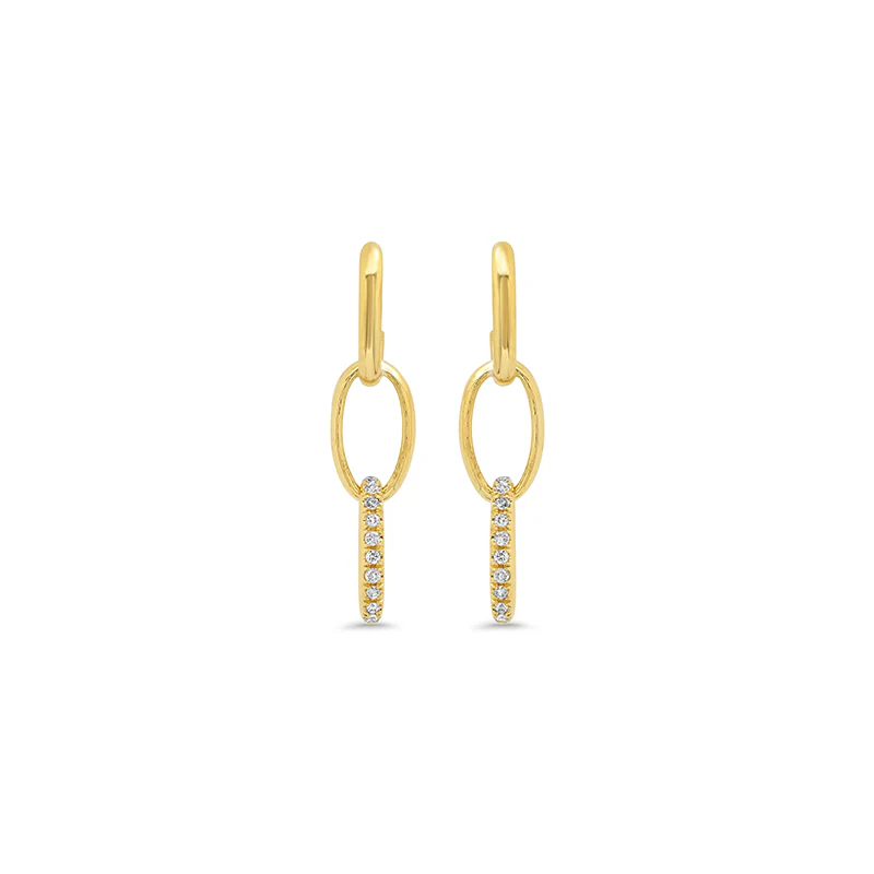 3 Medium Edith Link Studs with Diamond Pave Accent