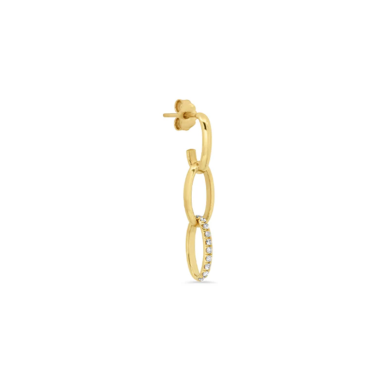 3 Medium Edith Link Studs with Diamond Pave Accent - Image 2