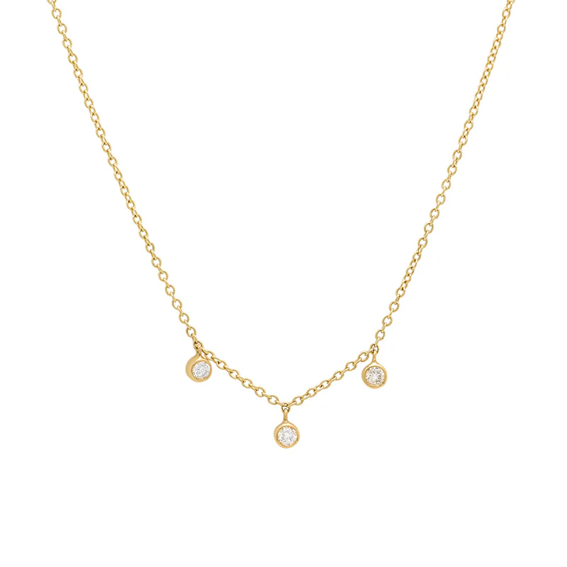 3 Mini Diamond Bezel Dangle Necklace