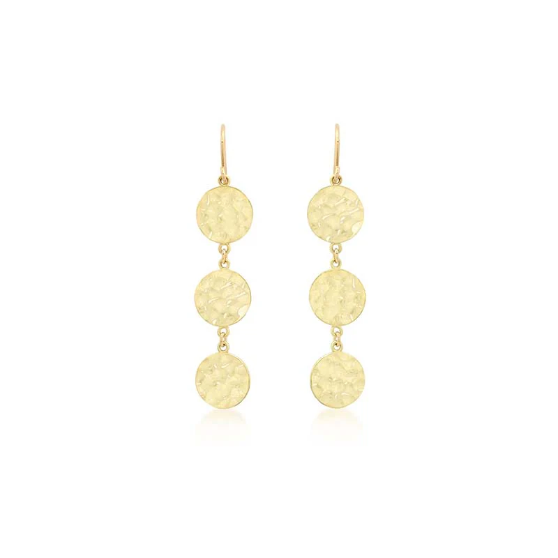 3 Mini Hammered Disc Earrings