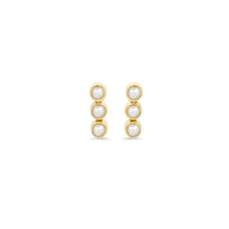 3 Mini Pearl Bezel Studs