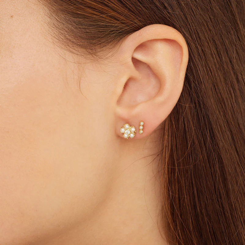 3 Mini Pearl Bezel Studs - Image 4