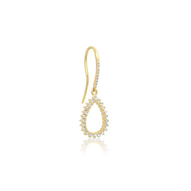 3-Prong Diamond Mini Open Teardrop Earrings - Image 2