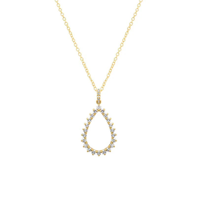 3-Prong Diamond Open Teardrop Necklace