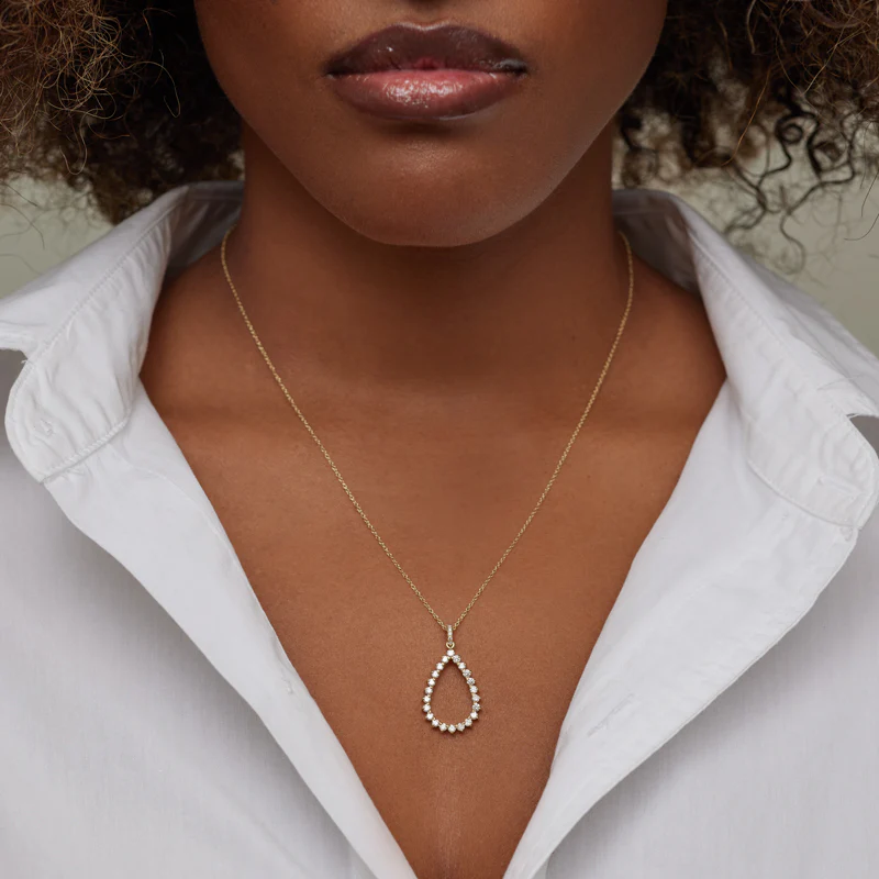 3-Prong Diamond Open Teardrop Necklace - Image 3