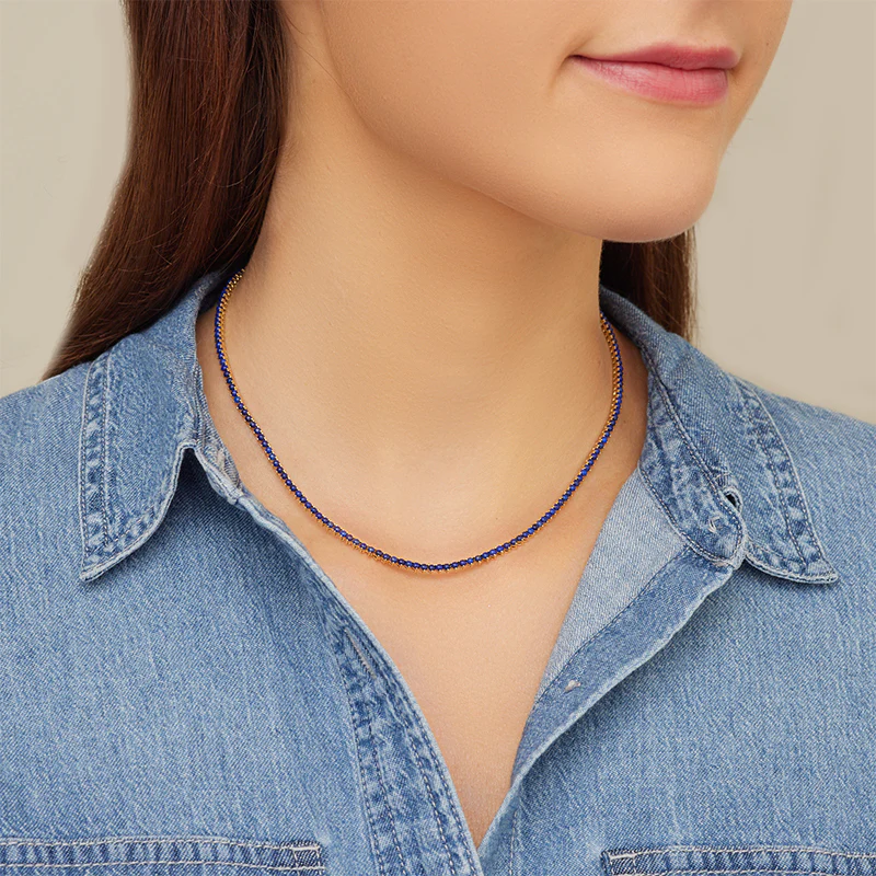 3-Prong Lapis Tennis Necklace - Image 5