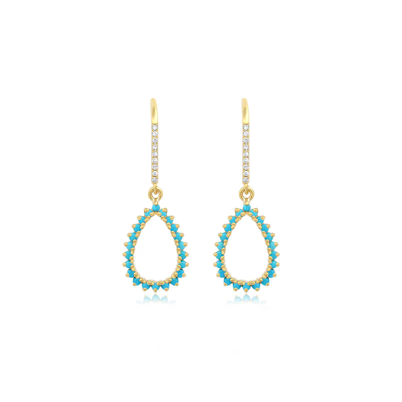 3-Prong Turquoise Mini Open Teardrop Earrings
