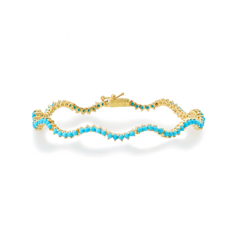3-Prong Turquoise Wave Tennis Bracelet