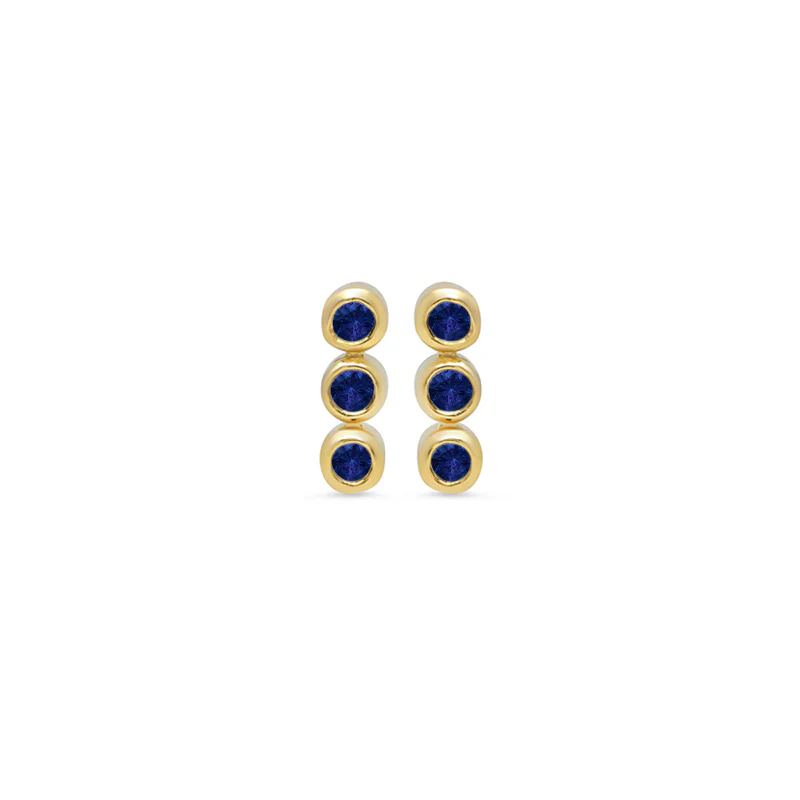 3 Mini Blue Sapphire Bezel Studs