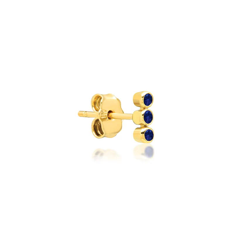 3 Mini Blue Sapphire Bezel Studs - Image 2