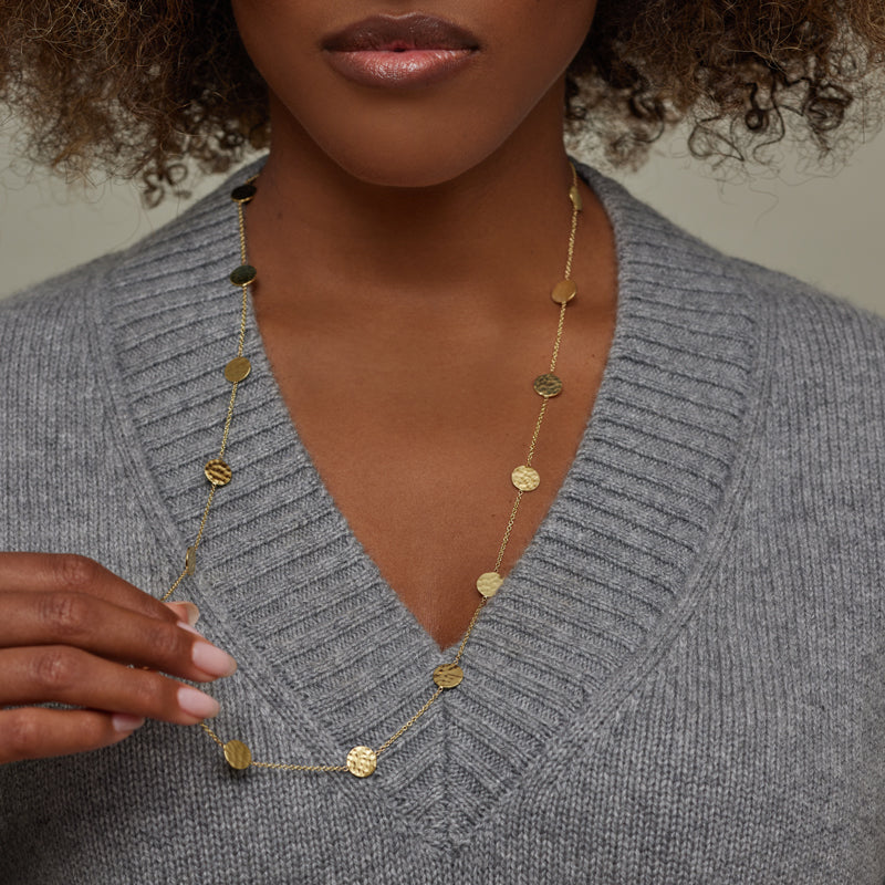 30 Inch Mini Hammered Disc by the Inch Necklace - Image 3