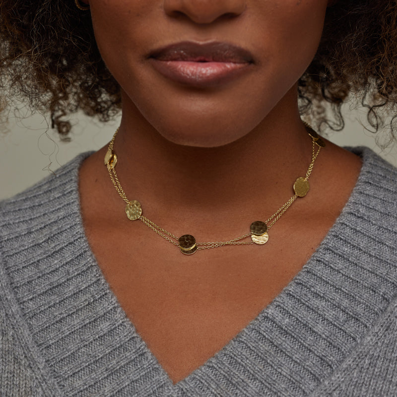 30 Inch Mini Hammered Disc by the Inch Necklace - Image 4