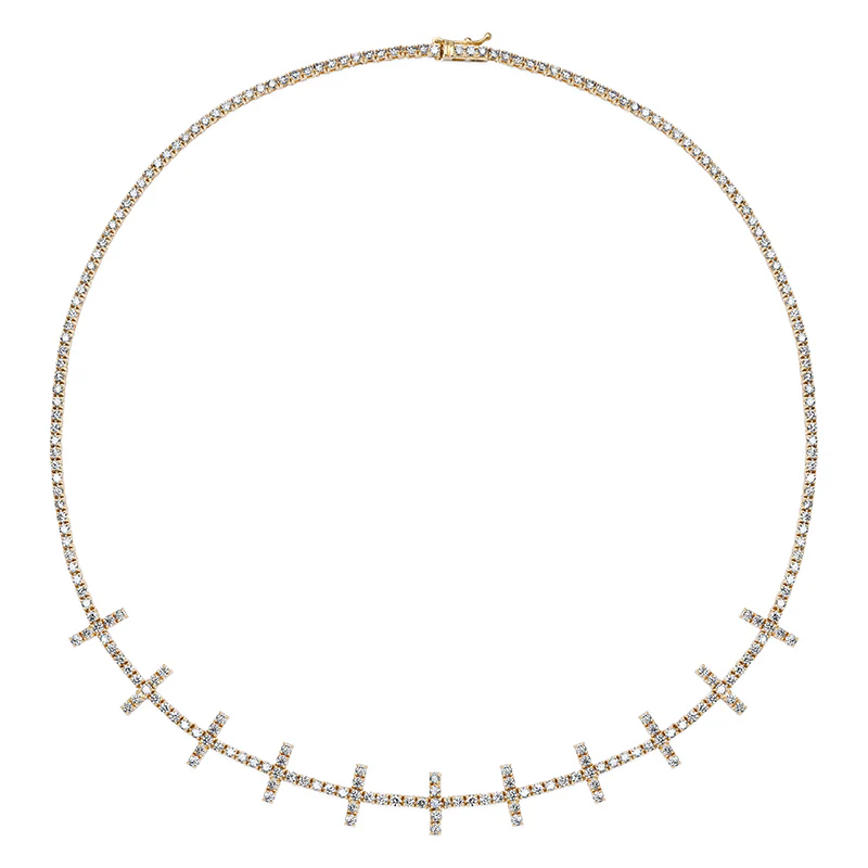 4-Prong Diamond Cross Bar Tennis Necklace - Image 2