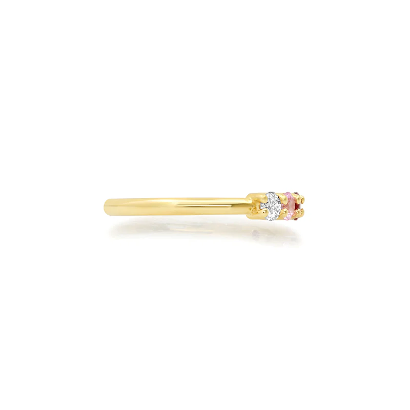 4-Prong Diamond, Pink Sapphire, and Ruby Ring - Image 3