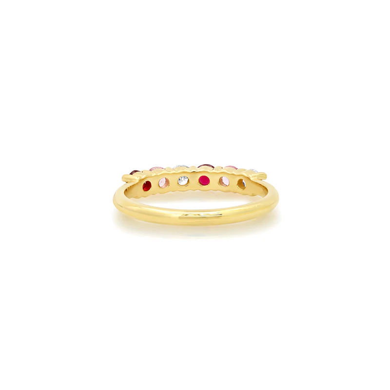 4-Prong Diamond, Pink Sapphire, and Ruby Ring - Image 4