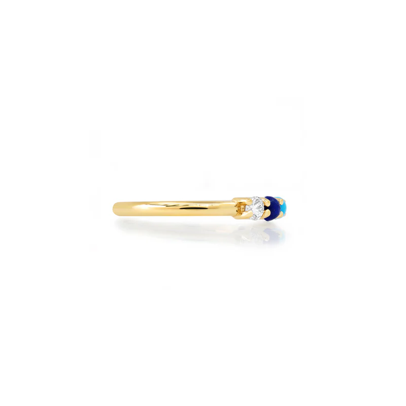 4-Prong Diamond, Turquoise, and Lapis Ring - Image 3