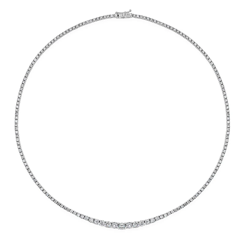 Graduated 4-Prong Diamond Tennis Necklace - Image 2