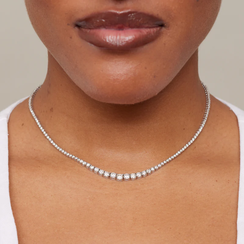 Graduated 4-Prong Diamond Tennis Necklace - Image 5
