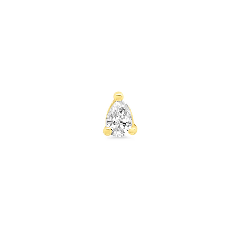Single Pear-Cut Diamond Stud