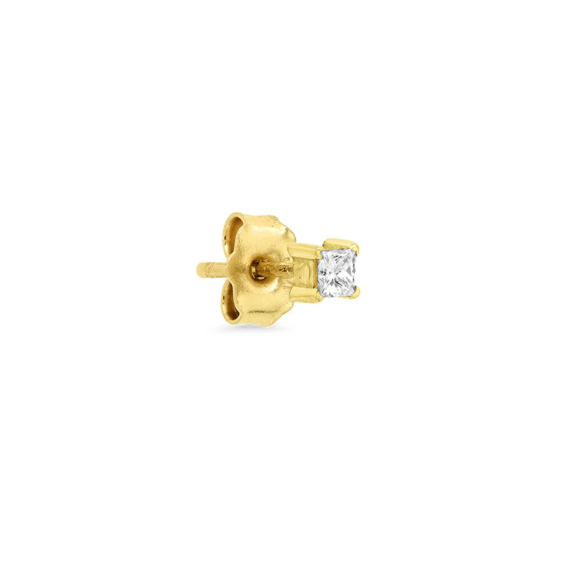 Single Princess-Cut Diamond Stud - Image 2