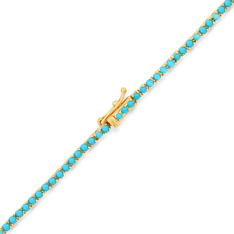 4-Prong Turquoise Cross Bar Tennis Necklace - Image 3
