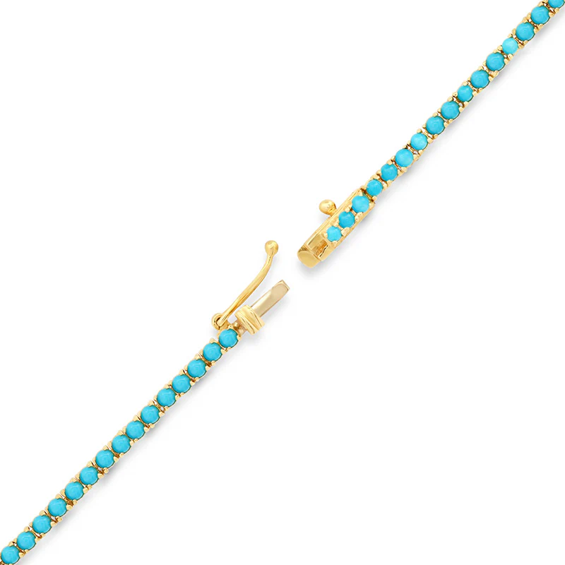 4-Prong Turquoise Cross Bar Tennis Necklace - Image 4