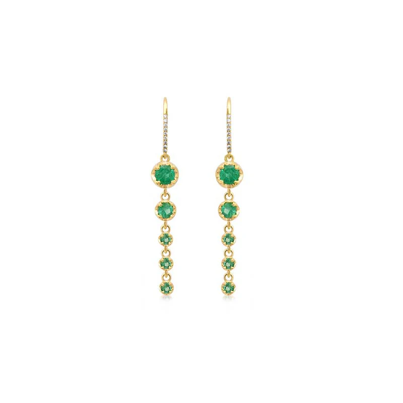 5 Graduated Illusion Set Emerald Earrings