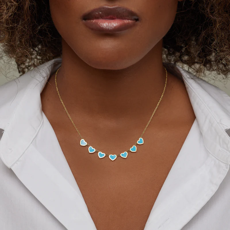 7 Extra Small Turquoise Heart Necklace - Image 4