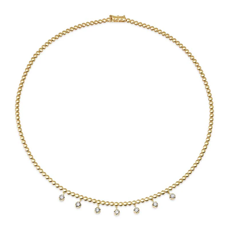Bezel Tennis Necklace With 7 Medium Illusion Set Diamonds - Image 2