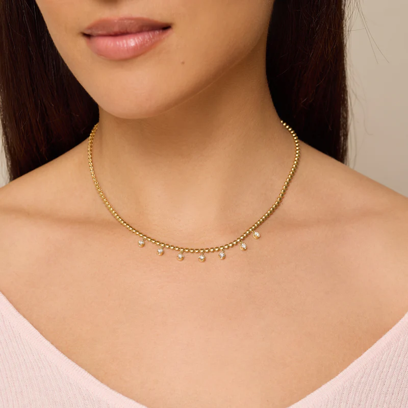 Bezel Tennis Necklace With 7 Medium Illusion Set Diamonds - Image 5